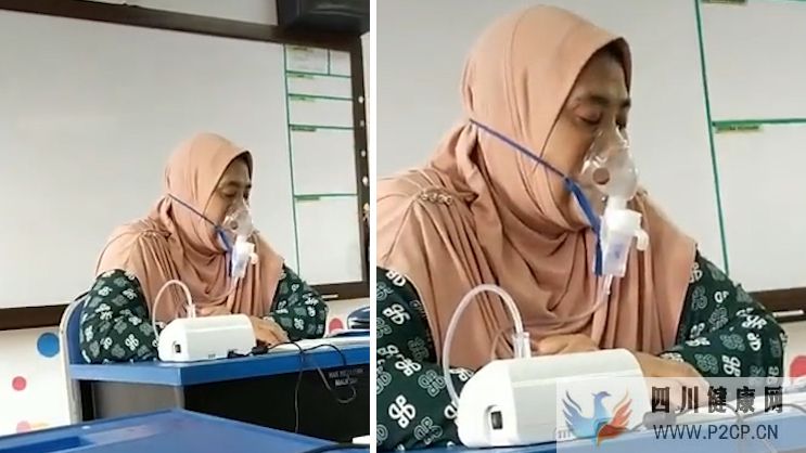 因患病呼吸困难马来西亚一女教师戴呼吸设备给学生上课(图1) 因患病呼吸困难马来西亚一女教师戴呼吸设备给学生上课(图1)
